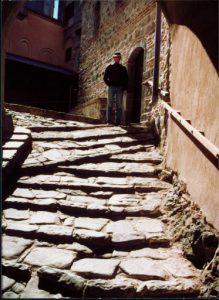 Greece: Mount Athos: very rough steps at Simonpeter monastery