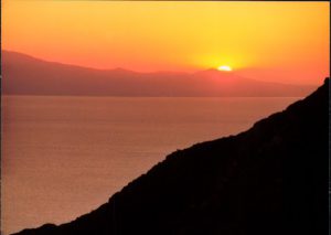 Greece: Mount Athos: sunset view over the Aegean Sea