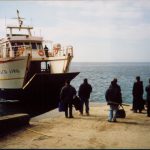 Greece: Mount Athos: ferry arriving at Simonpeter monastery